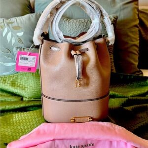 Kate Spade Gramercy Bucket Bag. Taupe color, leather, brand new with tags. $275